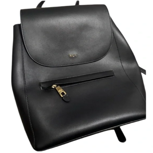 Lauren Ralph Lauren Dryden Ellen Black Leather Backpack - Picture 4 of 10